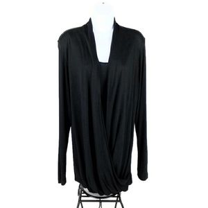 CAbi 3325 Black Fickle Faux Two Piece Long Sleeve Tee Womens Large